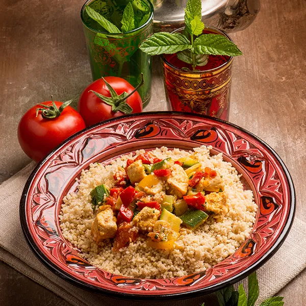 Couscous with Vegetables and Spiced Fish